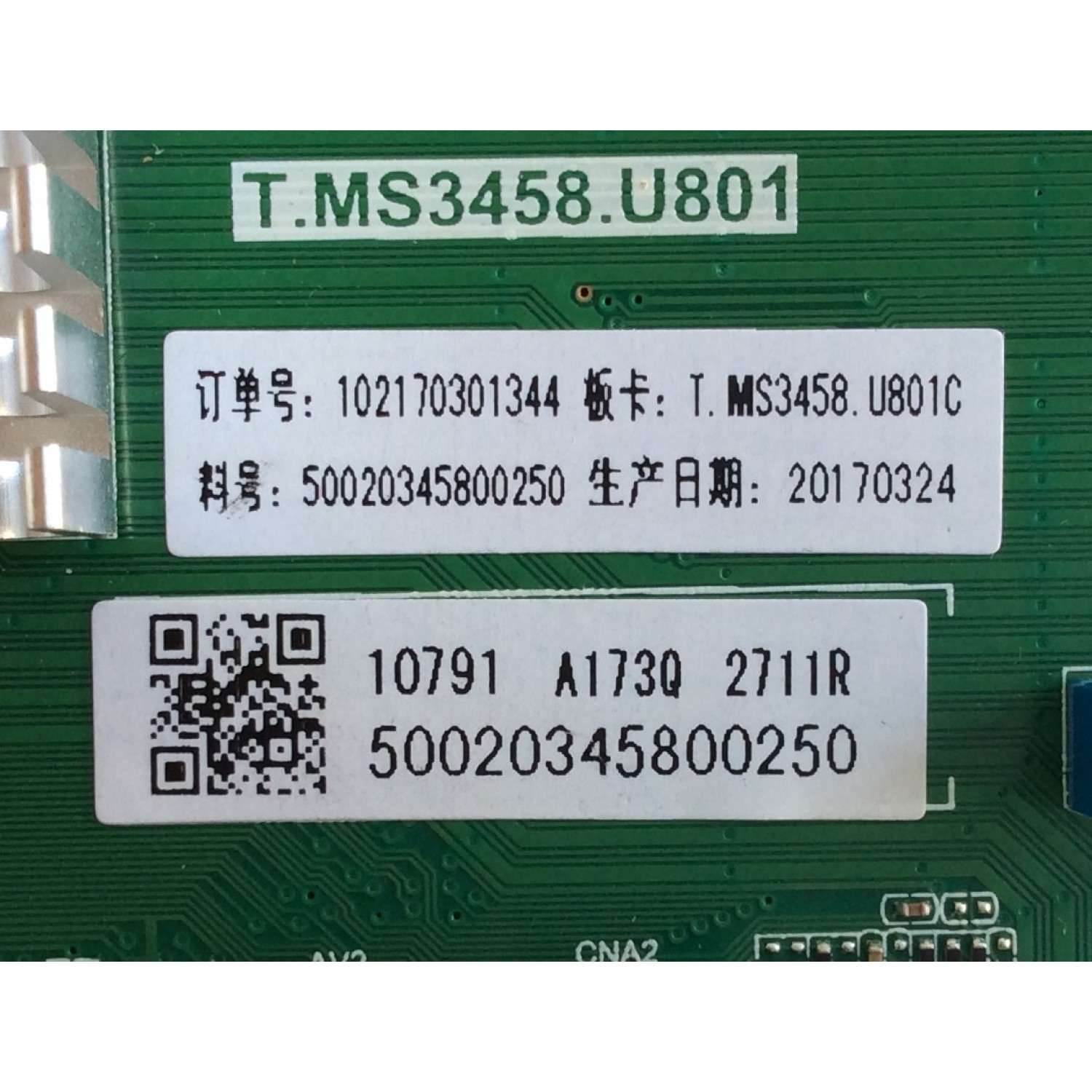 MAIN / RCA 50020345800250 / T.MS3458.U801 / 102170301344 / T.MS3458.U801C / 2025A001A0 / 2097A236A2 / 20170324 / MODELO RTU6549-B - Imagen 2